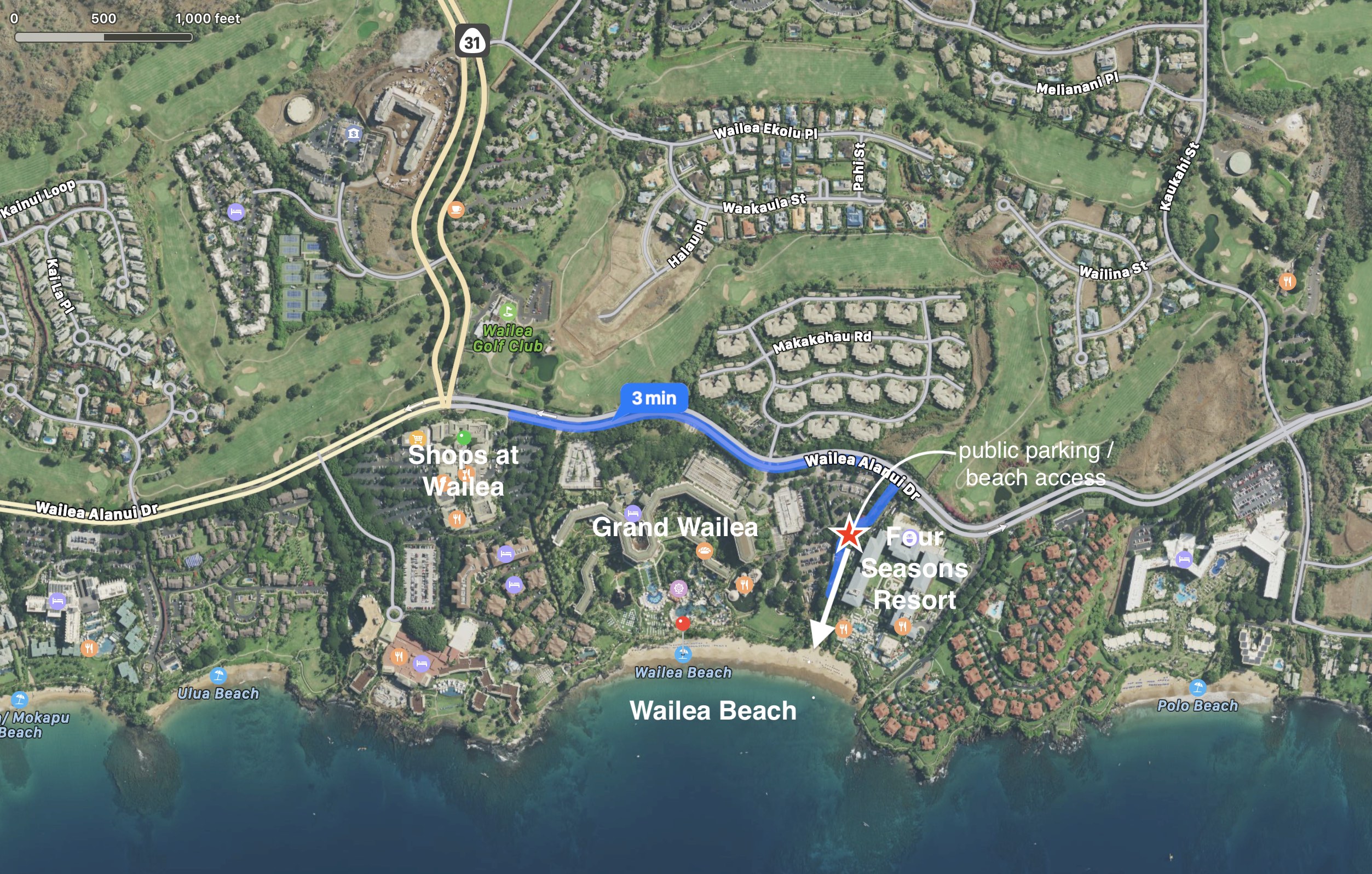 Wailea Beach map