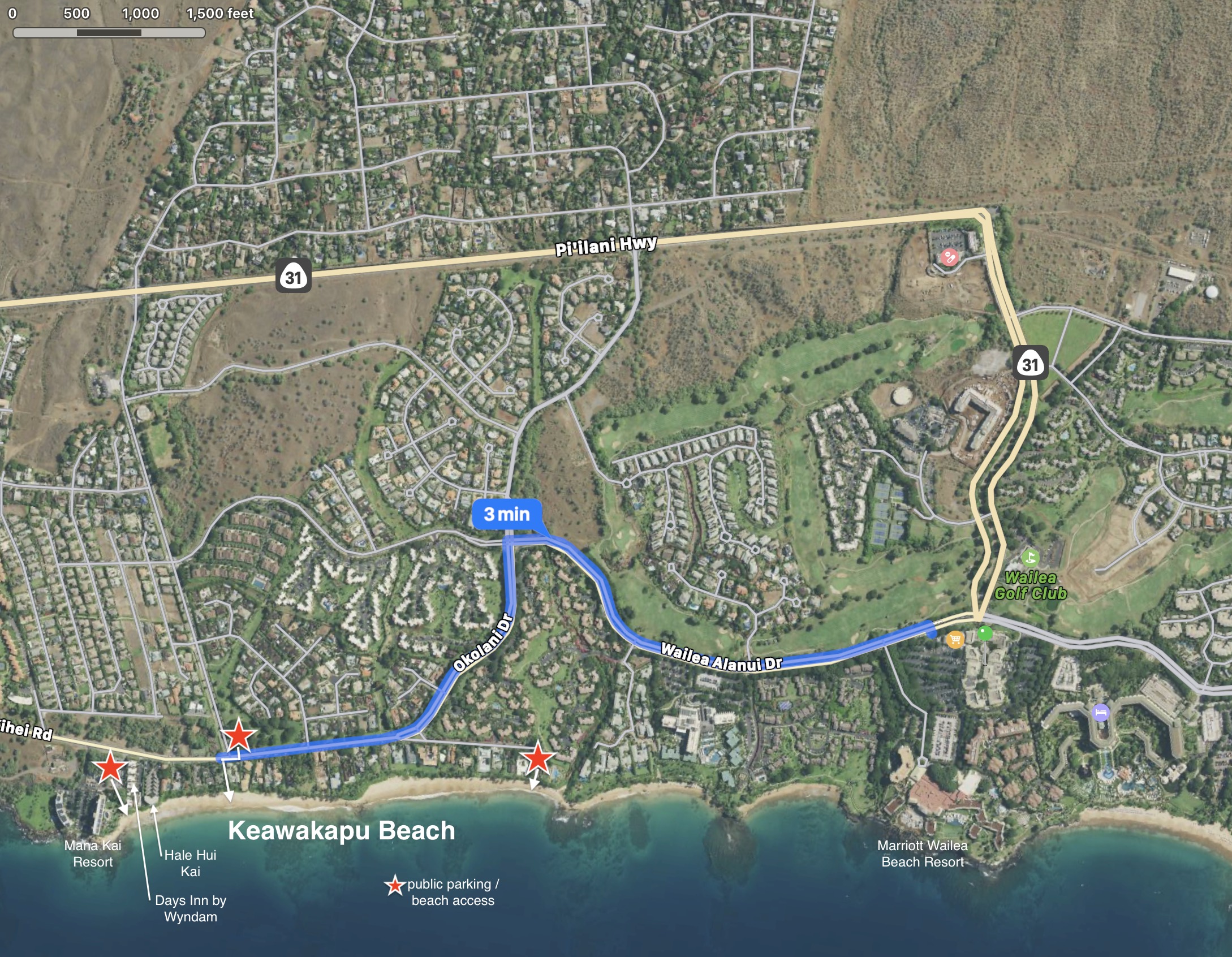Keawakapu Beach location map